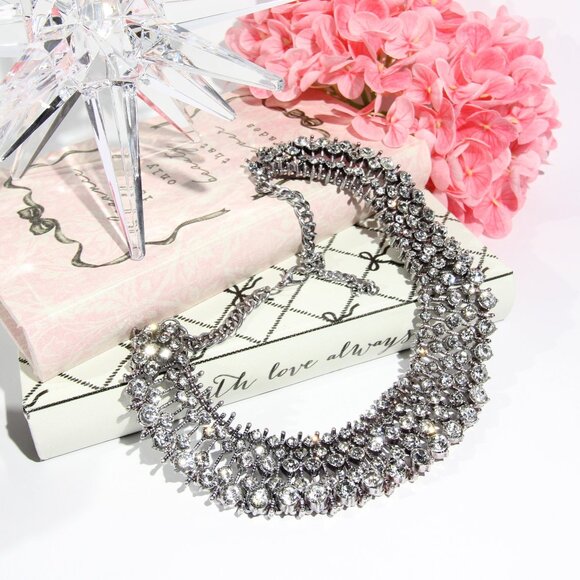 ZARA Limited Edition Sparkling Art Deco Sparkling Crystal Necklace - Picture 6 of 7